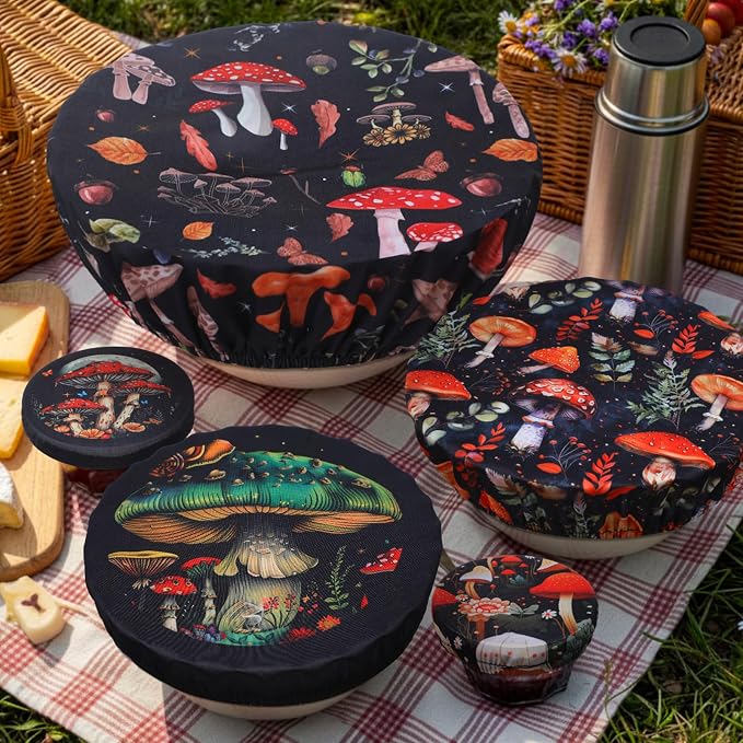 Patelai 10 Pcs Bowl Covers Reusable in 5 Size Stretch Cloth Fabric Elastic Food - Image 2