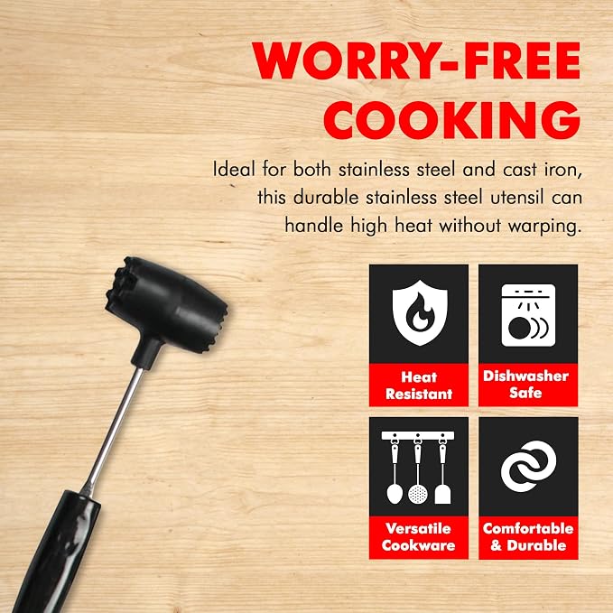 Chef Craft Select Meat Tenderizer, 9.5 inch, Stainless Steel/Black - Image 3
