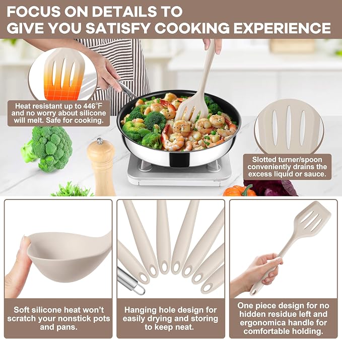 TeamFar 8 PCS Silicone Cooking Utensils - Image 3