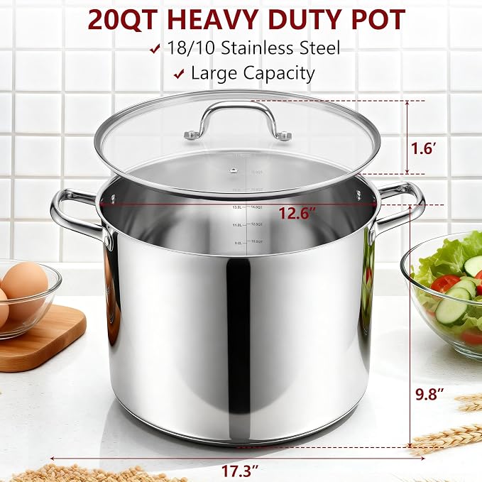 Herogo 20-Quart 18/10 Stainless Steel Stock Pot - Image 2