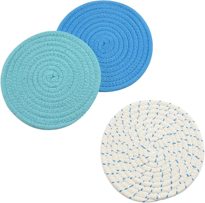 Kitchen Pot Holders Set Trivets Set 100% Pure Cotton Thread Weave Hot Pot - Image 3