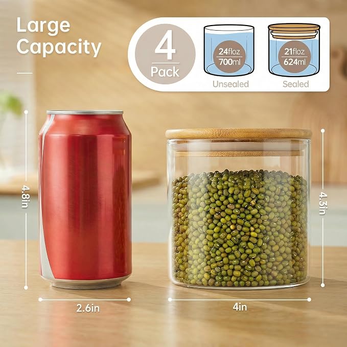 HomArtist 21oz - 4 Pack Glass Jars - Image 3