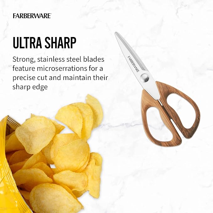 Farberware 5221282 All Purpose Shear, Pecan Wood Handles 8.2 x 3.5 x 0.5 inches - Image 4