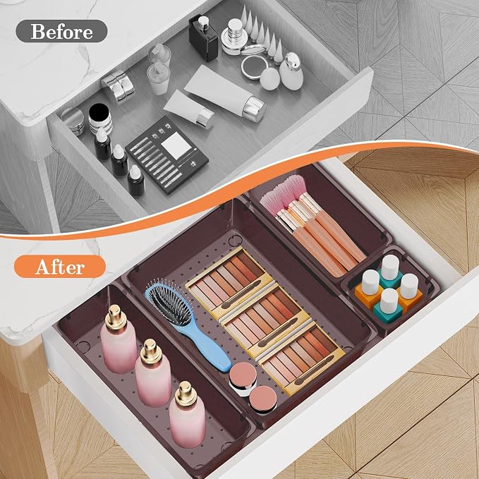 SpaceHacks 25 PCS Plastic Drawer Organizer Set, 4-Size Versatile Organizer - Image 4