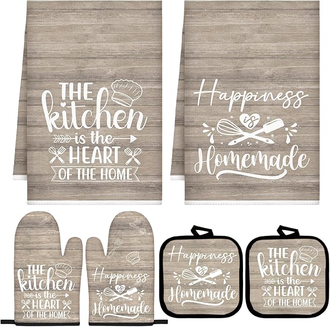 Sratte 6 Pcs Kitchen Decor Accessories Set Farmhouse Towels Pot Holders Oven by Sratte
