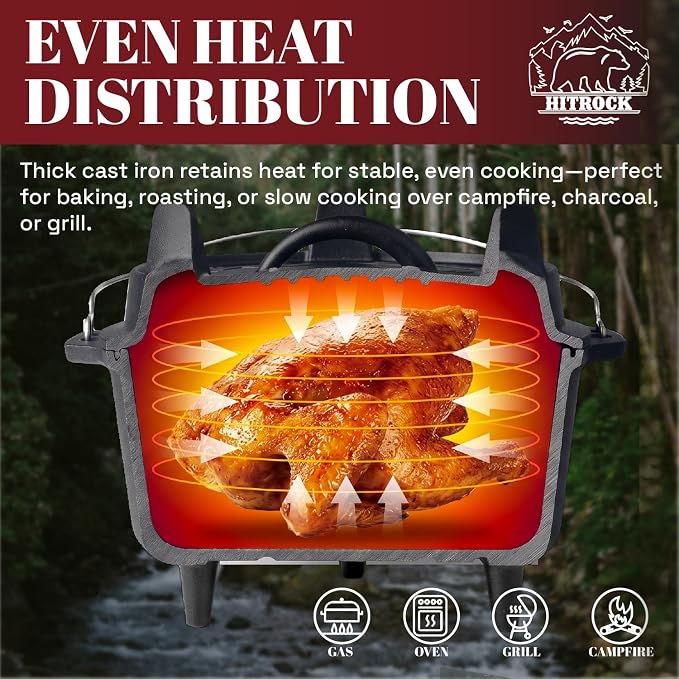 HITROCK Cast Iron Camp Dutch Oven - Image 2