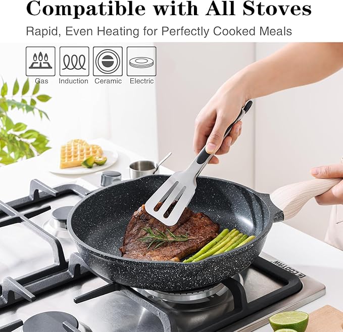 Kordisen Nonstick Frying Pan Set, 3 Piece Skillet Set, Healthy Induction - Image 5