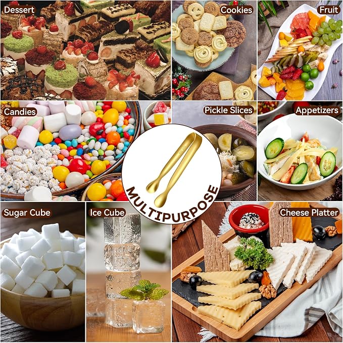 HOTEC 12-Pack Mini Sugar Tongs Stainless Steel Ice Tongs 4.3Inch Serving Tongs - Image 4