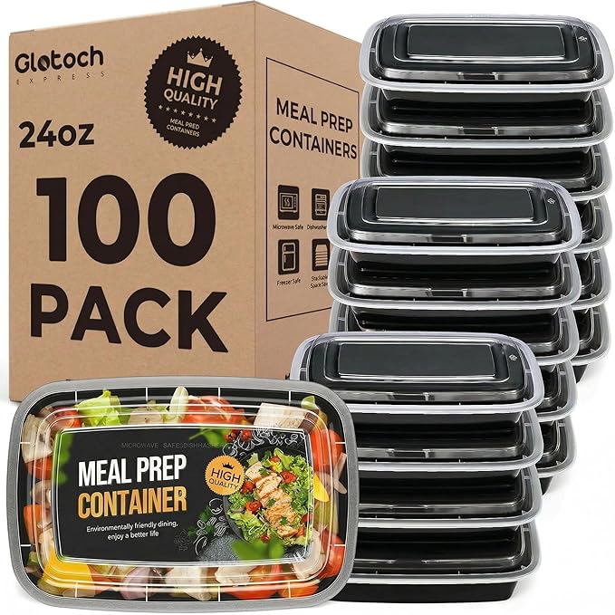 Meal Prep Containers 24oz-100 Pack Reusable Food Storage Containers by GlotochExpress