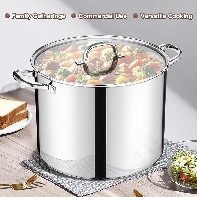 20 Qt Large Stock Pot, E-far Stainless Steel Stockpot - Image 5