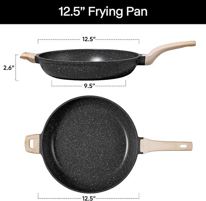CAROTE 12.5 inch Nonstick Frying Pan Skillet, Non Stick Granite Fry Pan Egg Pan - Image 2