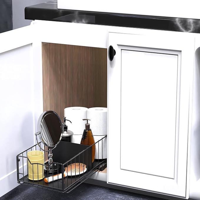 Simple Houseware Pull-Out Cabinet Sliding Basket Organizer, 17.2" D x 9.7" W x - Image 4