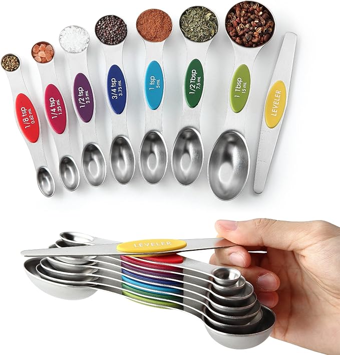 Spring Chef Multicolor Stainless Steel Magnetic Measuring Spoons Set of 8 by SpringChef