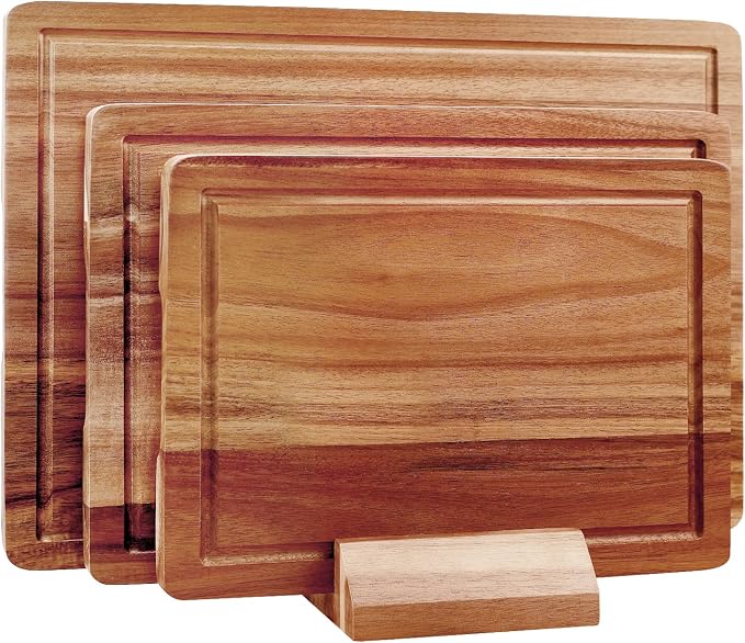 3 Pcs Acacia Wood Cutting Board Set by Ayiaren
