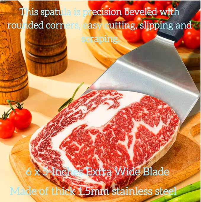 Extra Wide Spatula, Large Metal Spatula Heavy Duty Stainless Steel Spatulas - Image 2