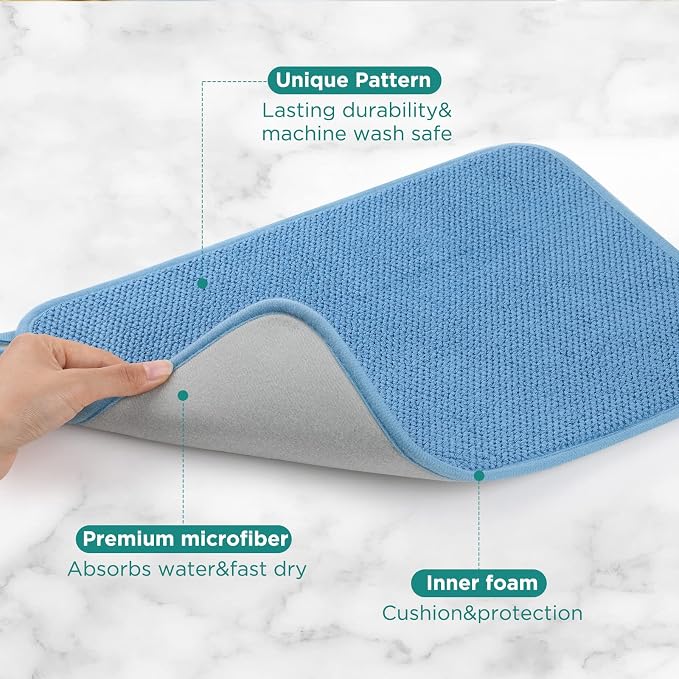 GeeRic Microfiber Dish Drying Mat, Super Absorbent Kitchen Dish Drying Pad - Image 3