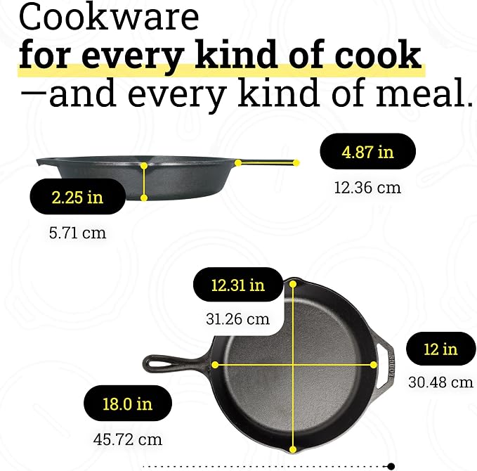 Lodge Seasoned Cast Iron Skillet 12 Inches - Image 8