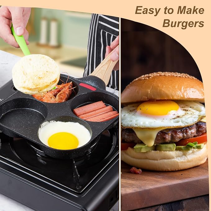 MyLifeUNIT Egg Frying Pan, 4-Cup Egg Pan Nonstick, Fried Egg Pan Skillet - Image 5
