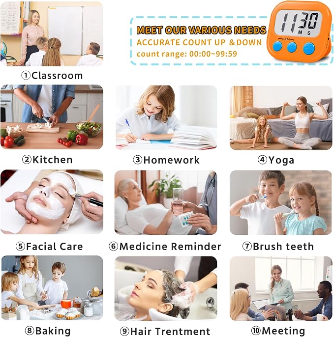 Timer for Kids Teachers Supplies Digital Kitchen Timers for Cooking Large - Image 4