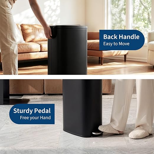 Garvee 13 Gallon Slim Kitchen Trash Can, Narrow Stainless Steel Step-On Pedal - Image 5