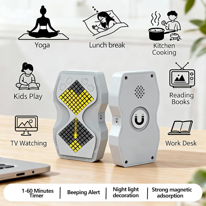 LED Visual Hourglass Timer, 1-60 Minute Countdown - Image 4