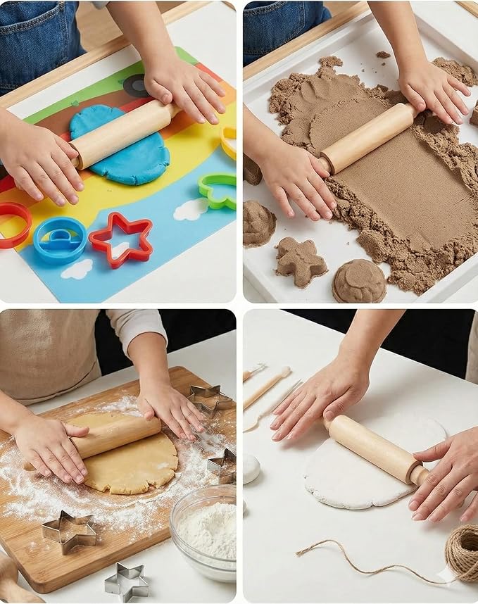 8-Inch Premium Kids Mini Rolling Pins Splinter-Free, Non-Stick Hardwood - Image 2