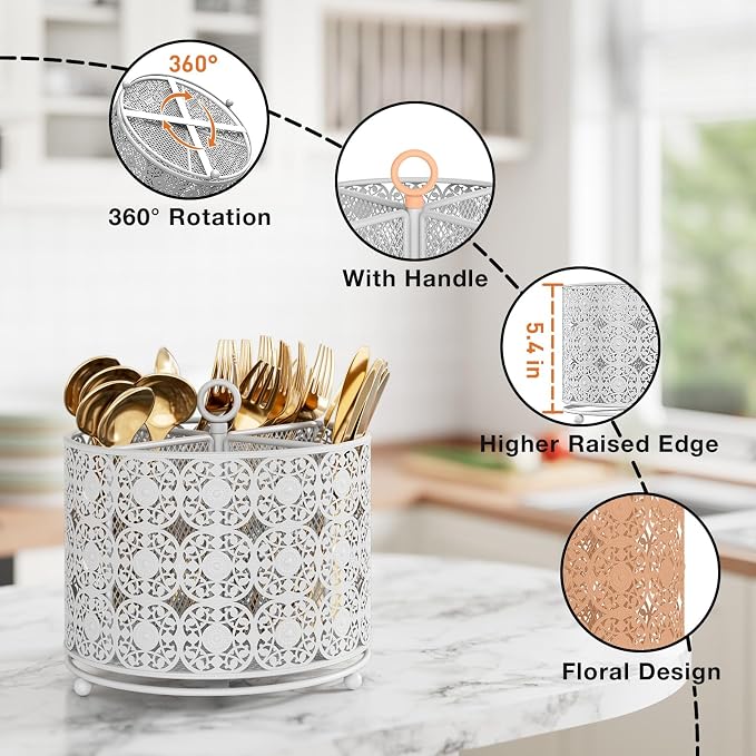 YIUKEA Rotating Utensil Caddy Holder - Image 4