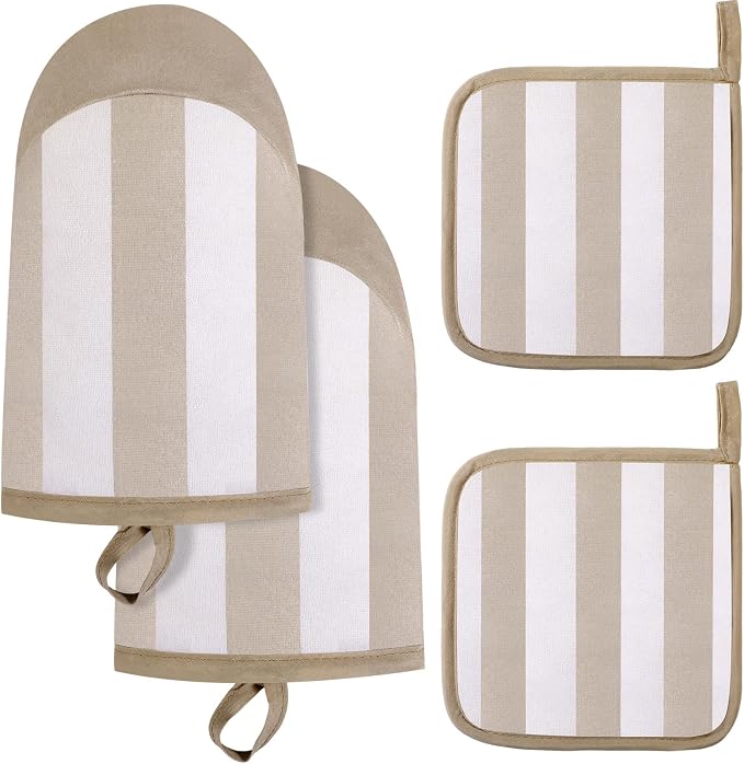 4 Pcs Pot Holders and Oven Mitts Set by Unknown