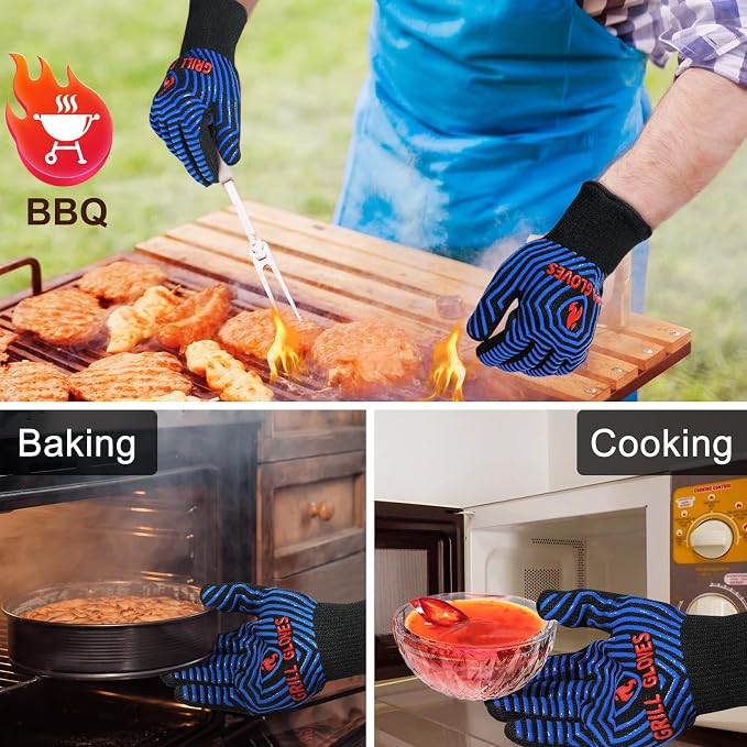 QUWIN BBQ Gloves, Oven Gloves 1472℉ Extreme Heat Resistant, Grilling Gloves - Image 2