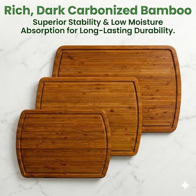Greener Chef Luxury Bamboo Cutting Board 3-Piece Set - Image 2