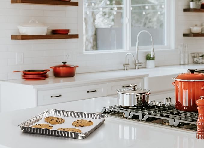 1/4 Size Cookie Sheet Baking Cake Pans l 12.8” x 8.9” Disposable Aluminum Foil - Image 7