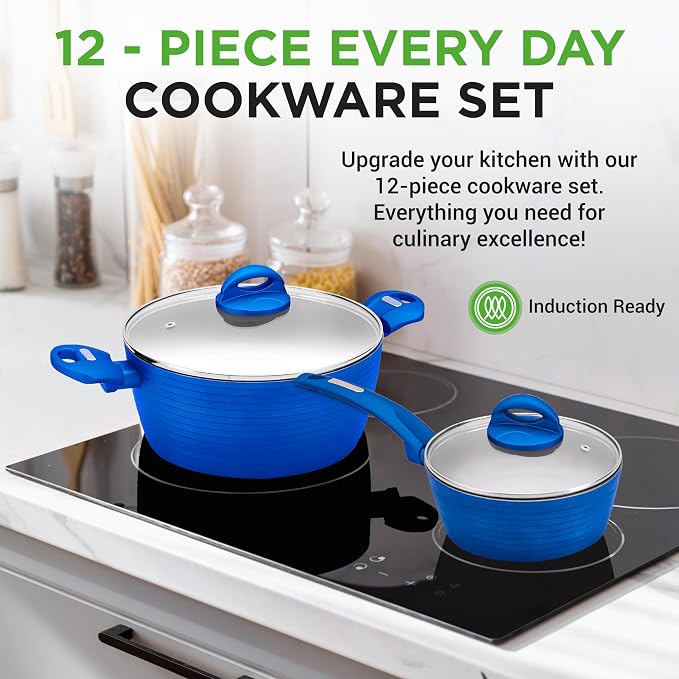 NutriChef 12 Piece Nonstick Cookware Set - Image 2