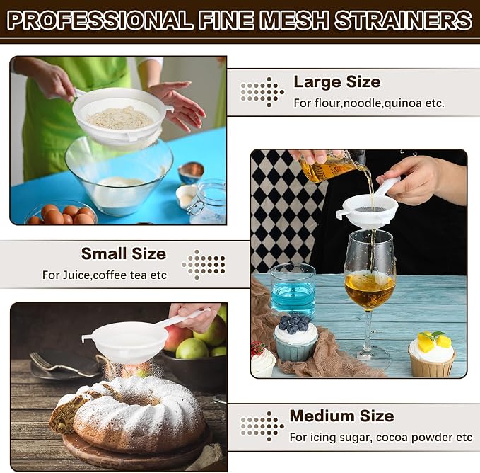 3 Pcs Plastic Nylon Mesh Strainer Colander - Image 5