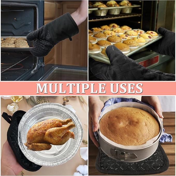 4 Pcs Oven Mitts and Pot Holders, Oven Glove High Heat Resistant 500 Degree - Image 4