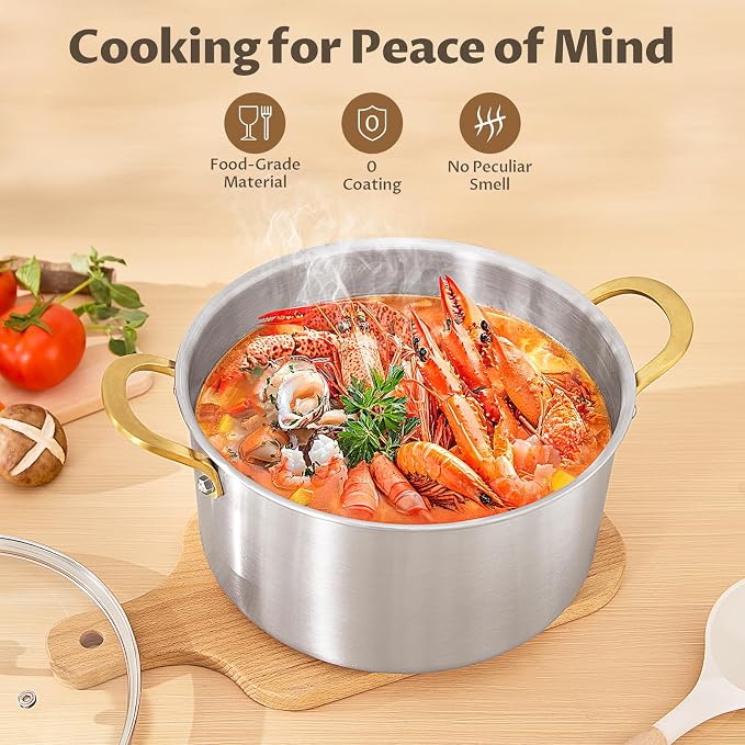 BEZIA 8 Quart 3-Ply Stainless Steel Stockpot, Soup Pot - Image 4
