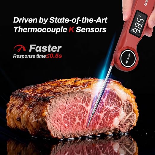 Instant Read Meat Thermometer, GrillBliss USB-C Rechargeable Digital Food - Image 2