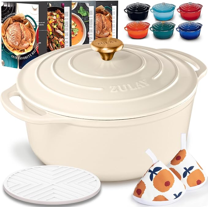 Zulay Kitchen 6 Quart Enameled Cast Iron Dutch Oven Pot by ZulayKitchen