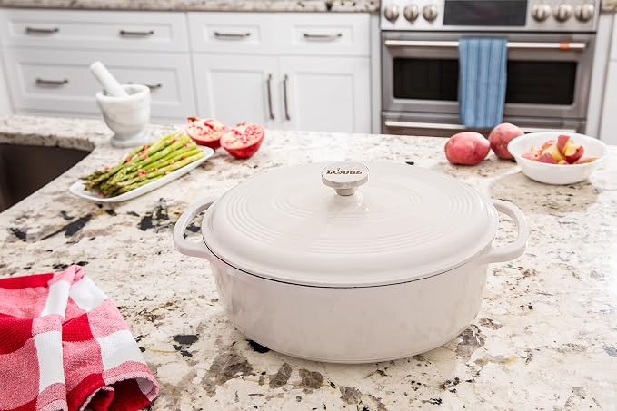 Lodge 7 Quart Enameled Cast Iron Oval Dutch Oven - Image 5