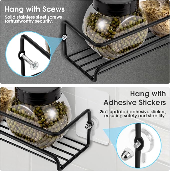 ROFAY Spice Rack Organiser, 4 Pack Wall Mounted Tier Shelf - Image 3