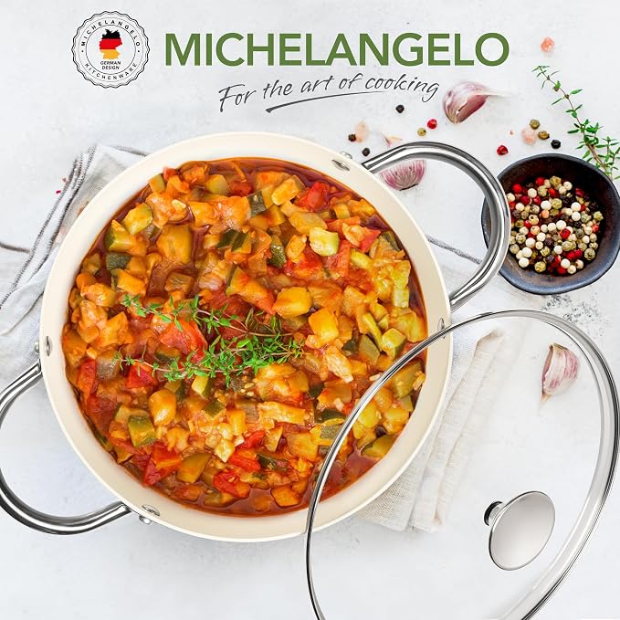 MICHELANGELO Stock Pot with Lid, 6 Quart Cooking Pot with Ceramic Coating - Image 7