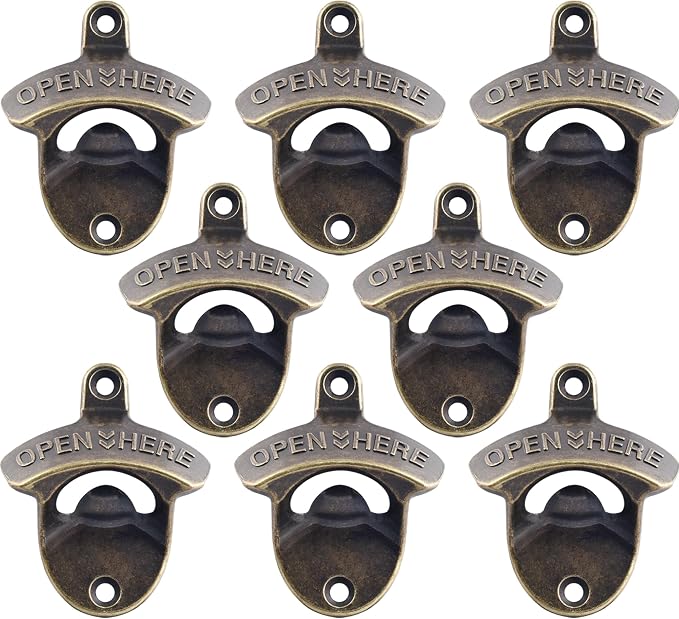 8 PCS Wall Mount Bottle Opener Antique Bronze, Old Fashioned Bulk Beer Bottle by Wallmountedbottleopener