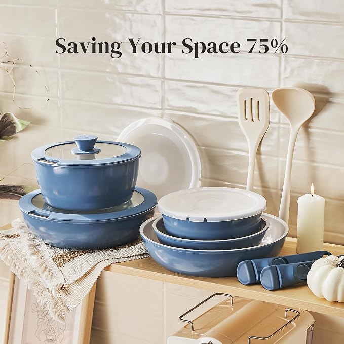 Redchef 16pcs Ceramic Nonstick Pots and Pans Set, Kitchen Cookware Set - Image 5