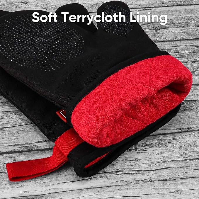 Silicone Oven Mitts, Magnetic Oven Mitt Set, Cotton Oven Mits Heat Resistant - Image 5