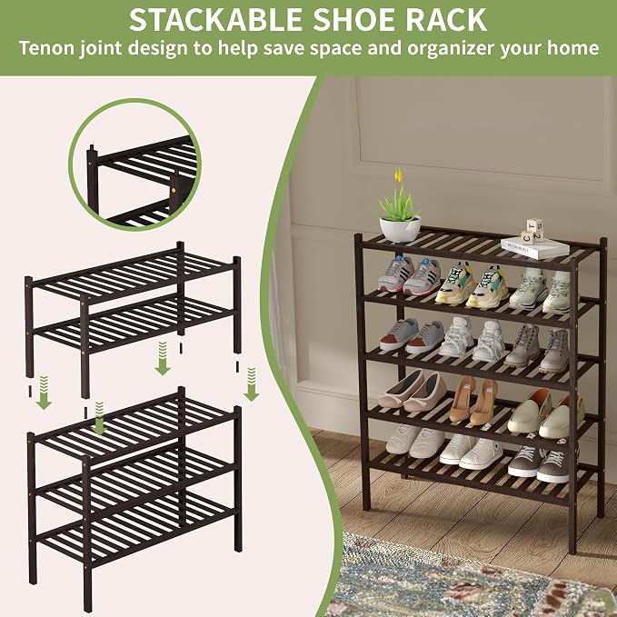 ROMGUAR CRAFT 3 Tier Bamboo Shoe Rack - Image 5