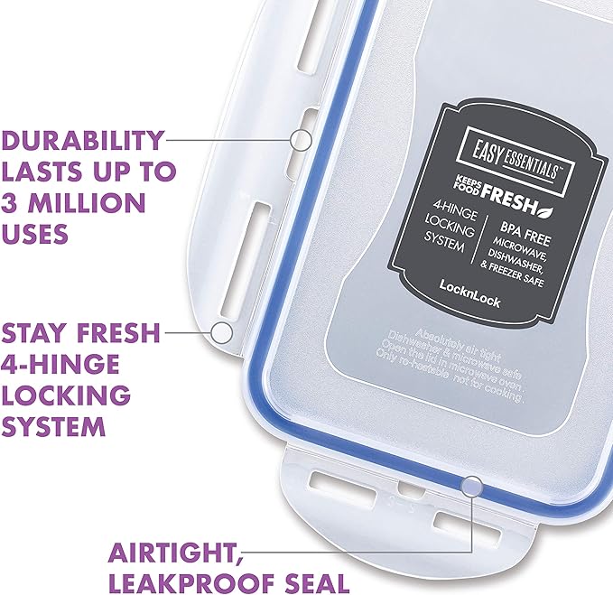 LOCK & LOCK Easy Essentials Food Storage lids/Airtight containers, BPA Free - Image 5