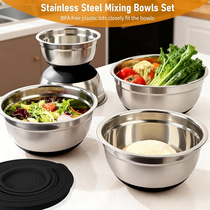 CHAREADA Mixing Bowls with Airtight Lids, Size 4.5, 0.7 qt, Fit - Image 6