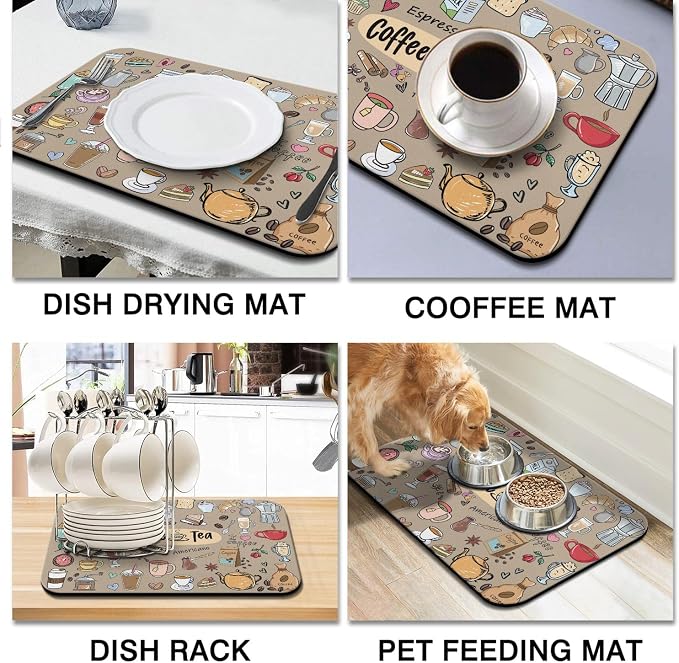 Coffee Bar Mat Accessories for Countertop Super Absorbent Anti-Slip Silicone - Image 2