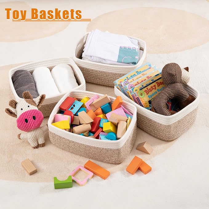 OIAHOMY 4 Pack Storage Baskets for Organizing, Small Bins for Shelves, Cute - Image 4