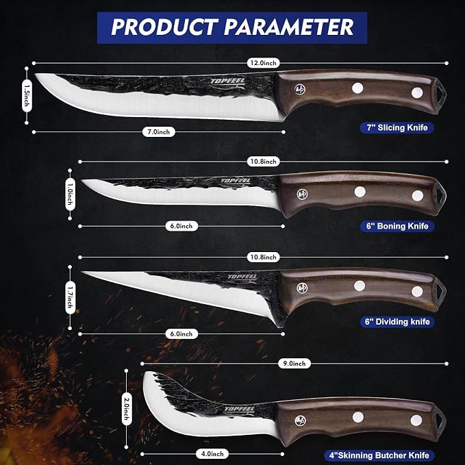 Topfeel 4PCS Hand Forged Butcher Knife Set - Image 6
