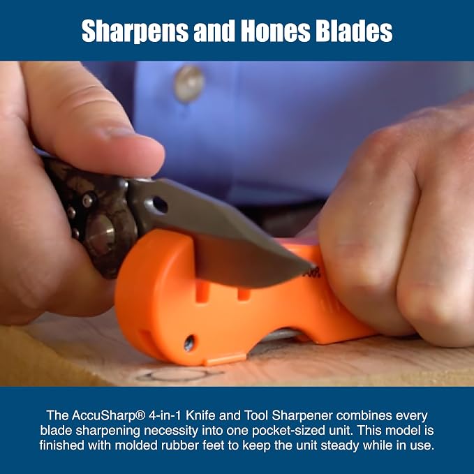 AccuSharp 4-in-1 Knife & Tool Sharpener, Coarse Tungsten Carbide Sharpening - Image 3